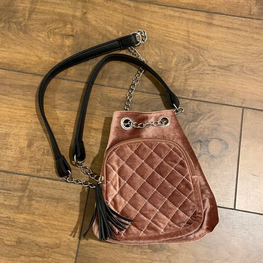 Mauve velvet mini backpack